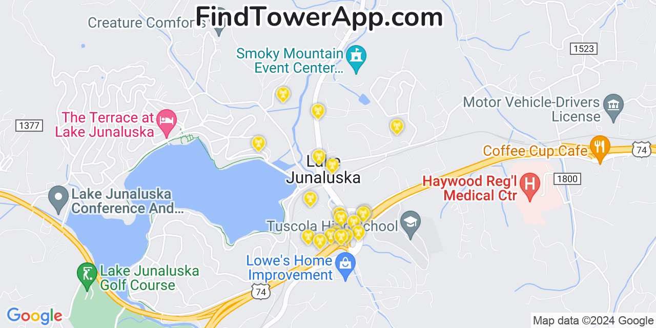 T-Mobile 4G/5G cell tower coverage map Lake Junaluska, North Carolina