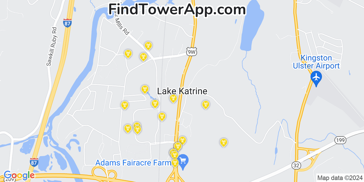 Verizon 4G/5G cell tower coverage map Lake Katrine, New York