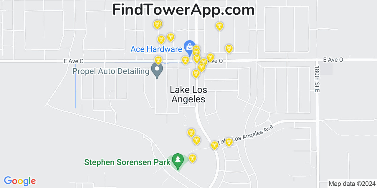 T-Mobile 4G/5G cell tower coverage map Lake Los Angeles, California