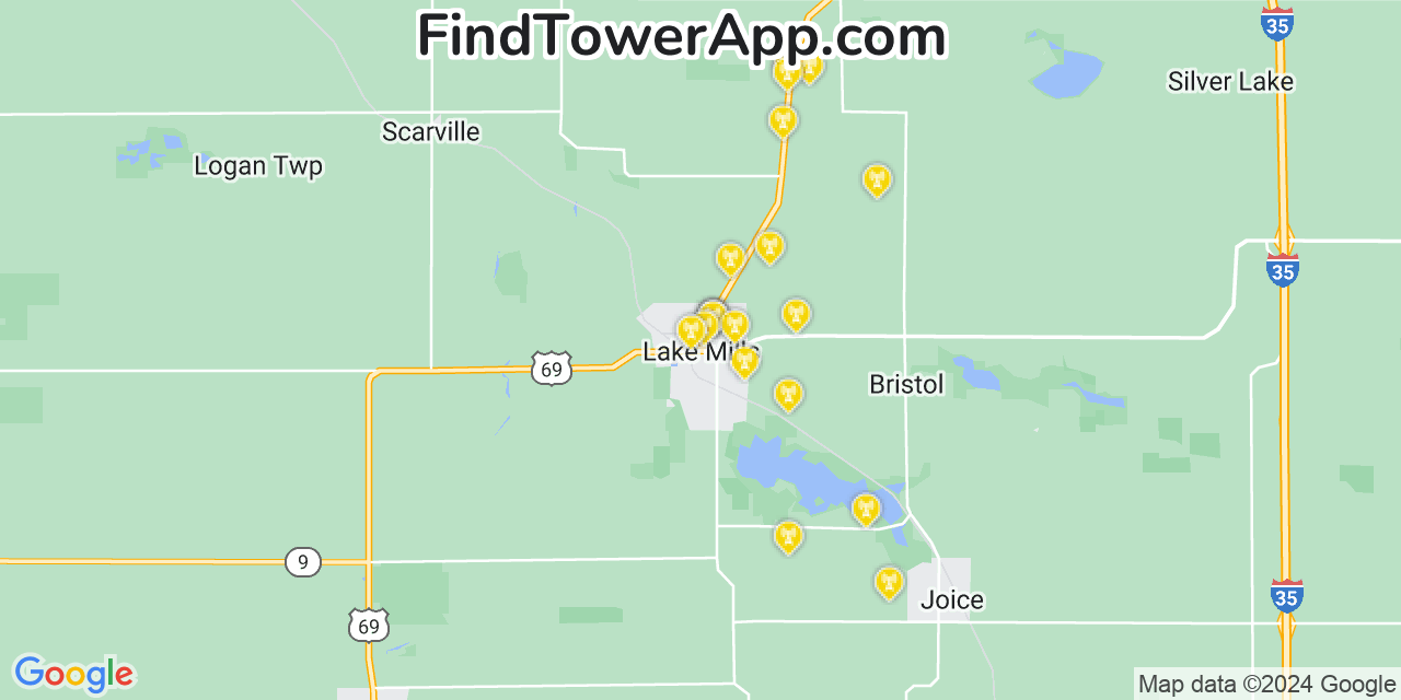 T-Mobile 4G/5G cell tower coverage map Lake Mills, Iowa