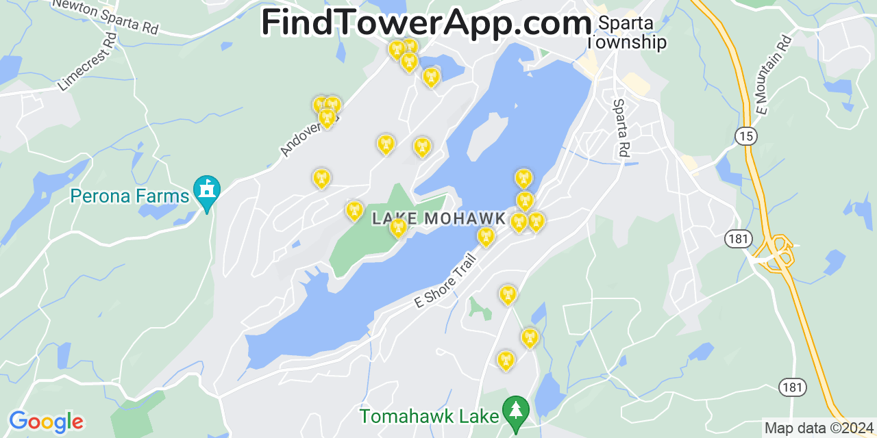 Verizon 4G/5G cell tower coverage map Lake Mohawk, New Jersey