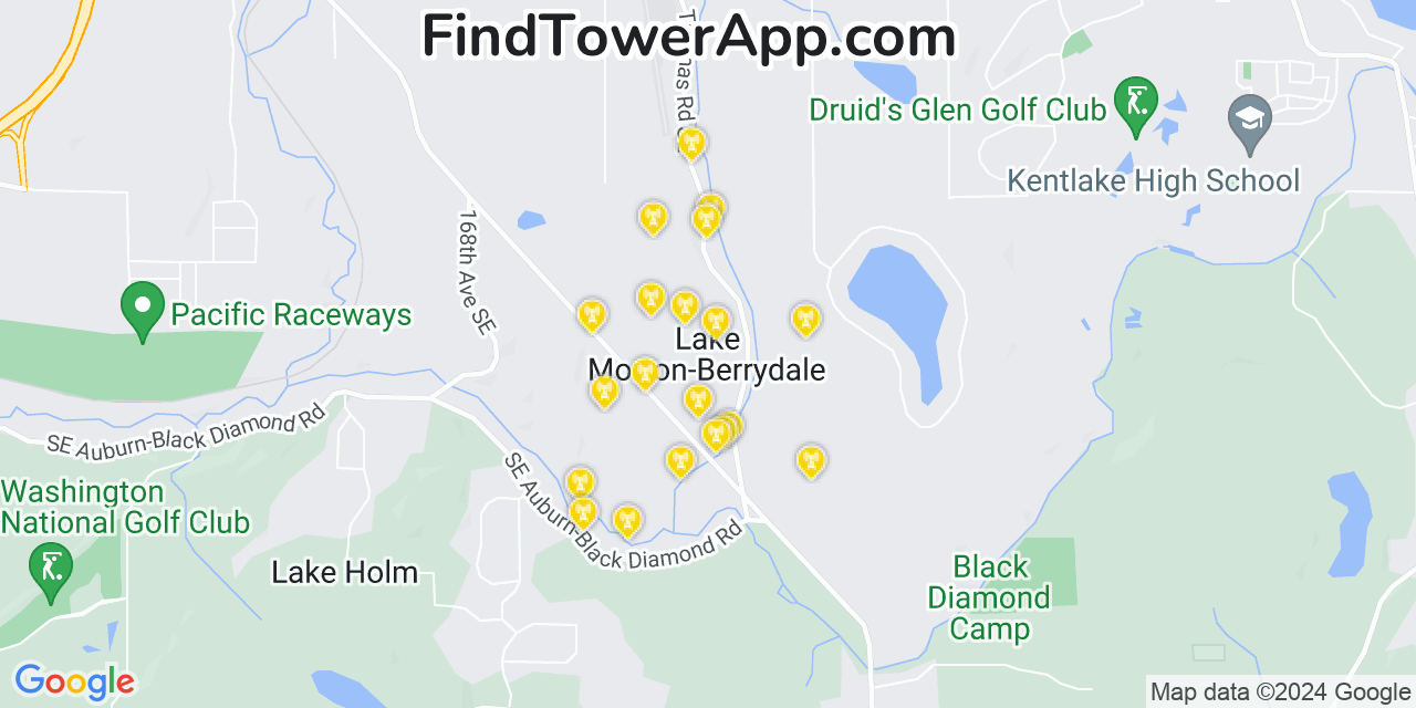 Verizon 4G/5G cell tower coverage map Lake Morton Berrydale, Washington