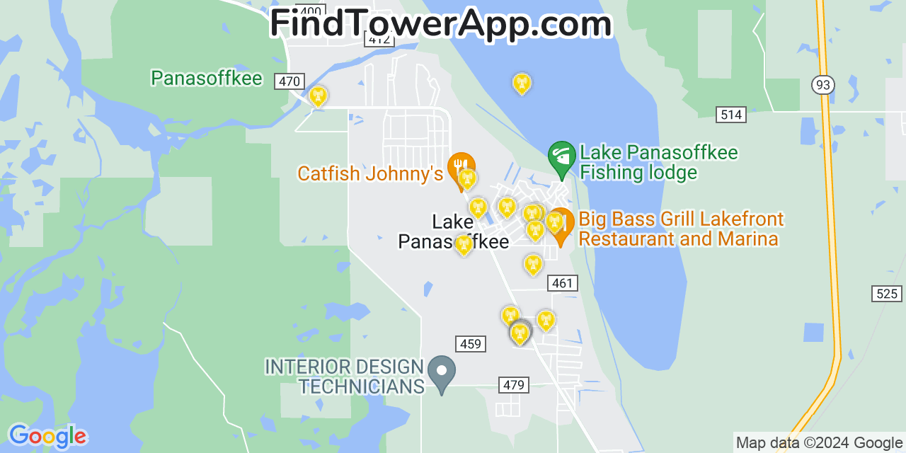 AT&T 4G/5G cell tower coverage map Lake Panasoffkee, Florida