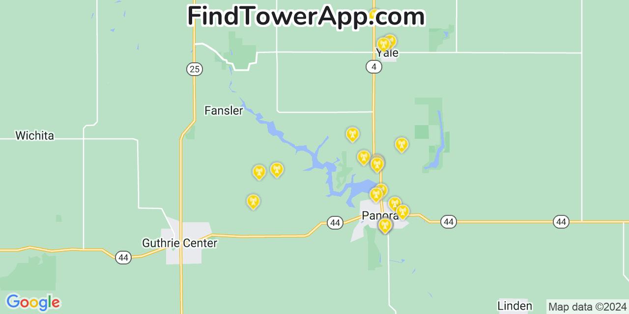 AT&T 4G/5G cell tower coverage map Lake Panorama, Iowa