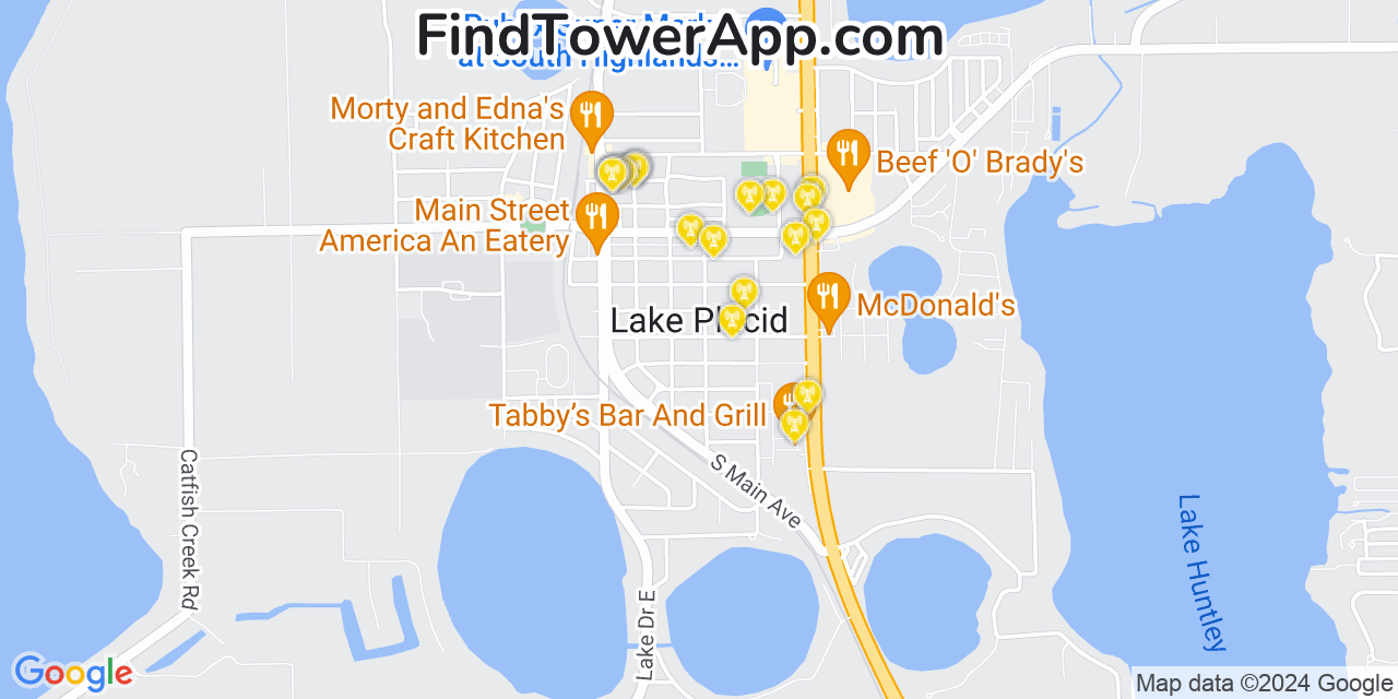 Verizon 4G/5G cell tower coverage map Lake Placid, Florida