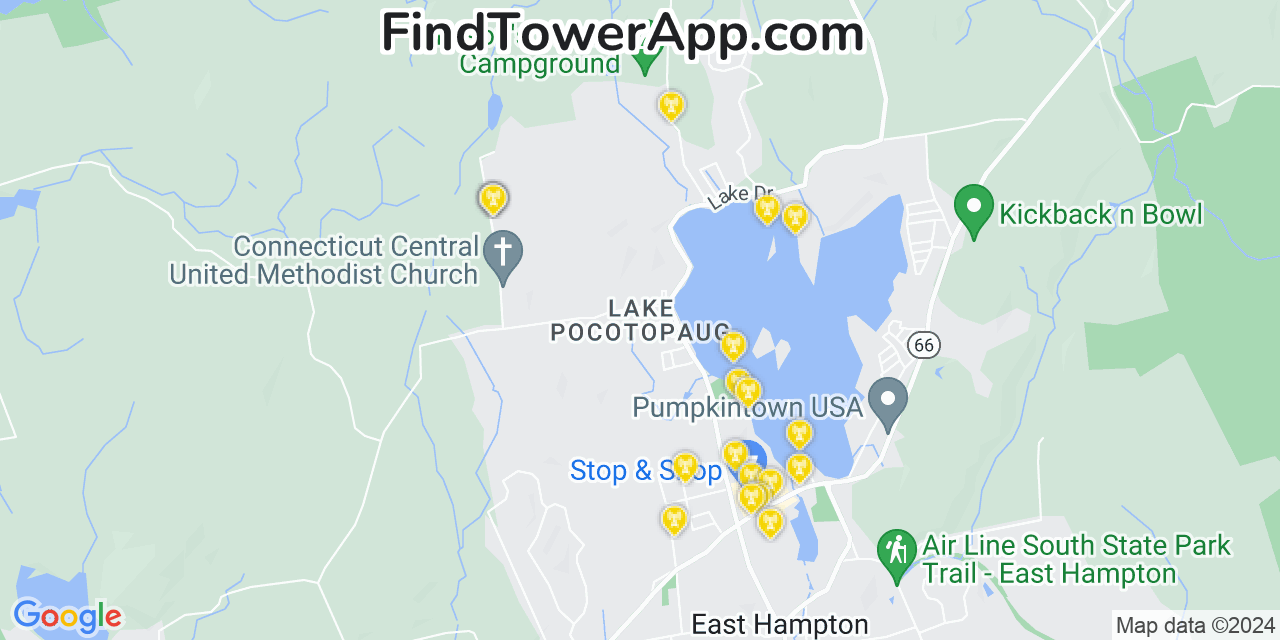 T-Mobile 4G/5G cell tower coverage map Lake Pocotopaug, Connecticut