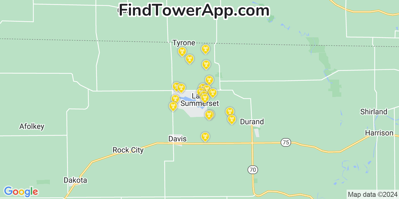 T-Mobile 4G/5G cell tower coverage map Lake Summerset, Illinois