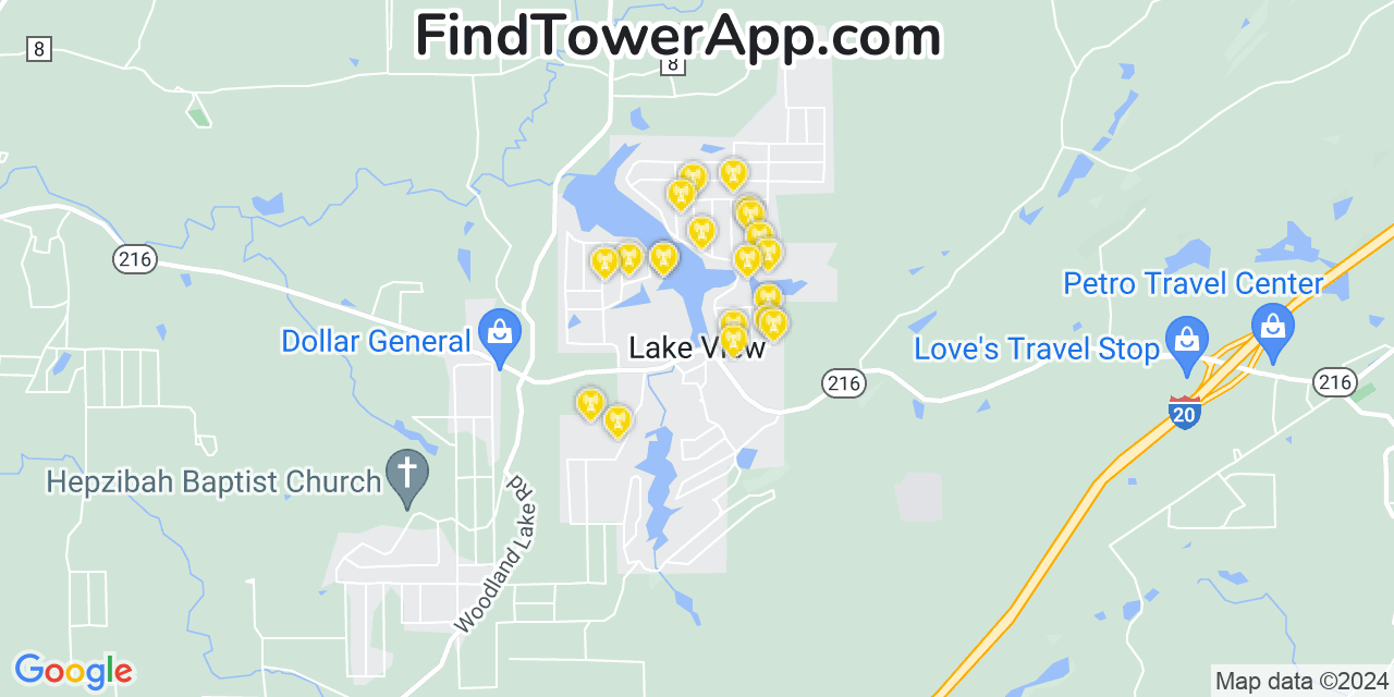 Verizon 4G/5G cell tower coverage map Lake View, Alabama