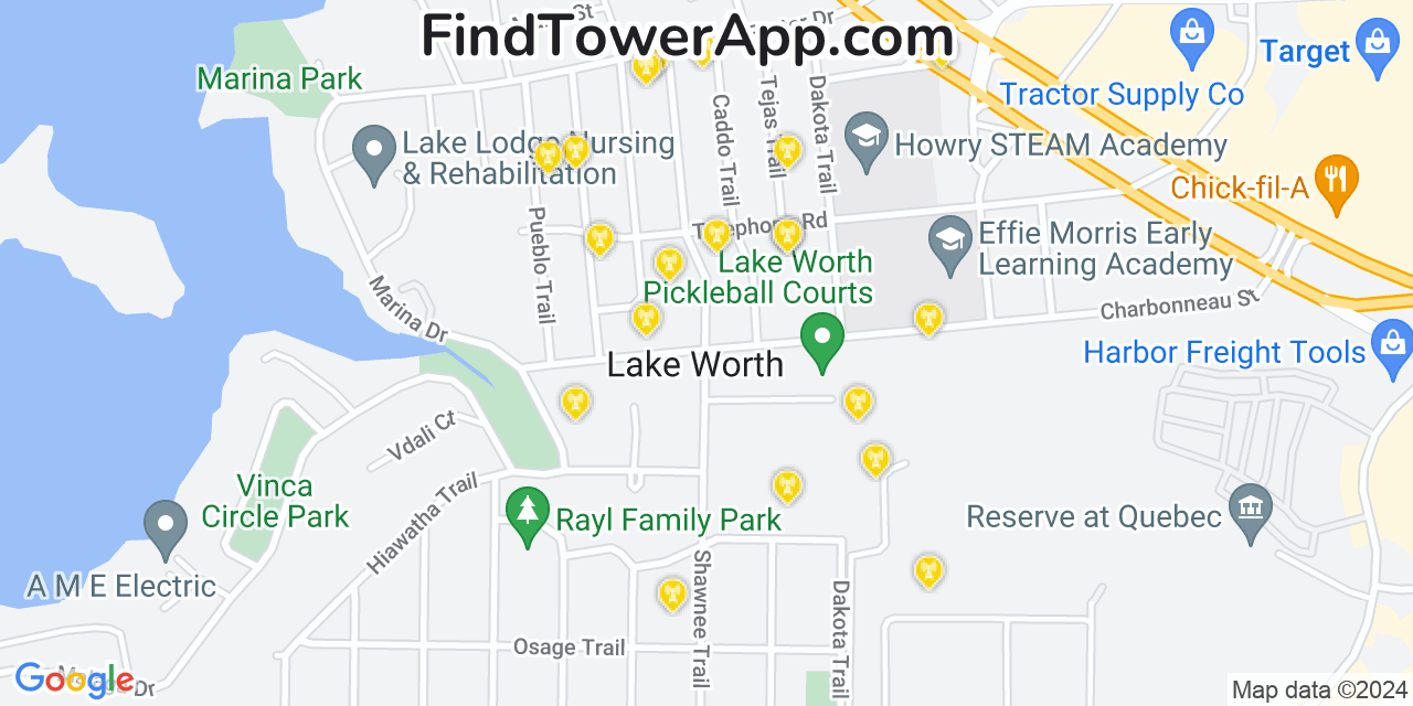 AT&T 4G/5G cell tower coverage map Lake Worth, Texas