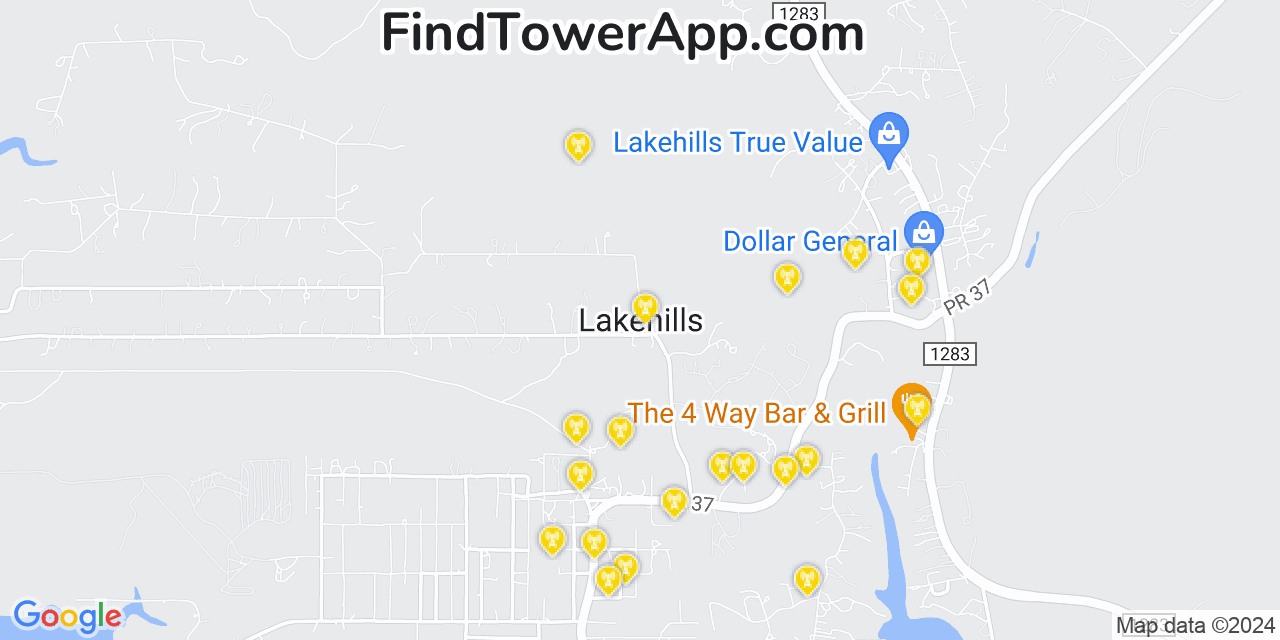 AT&T 4G/5G cell tower coverage map Lakehills, Texas
