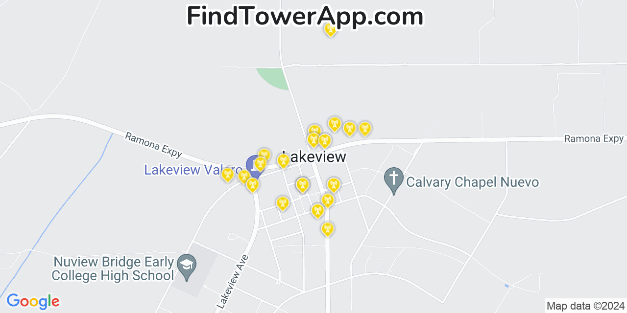 T-Mobile 4G/5G cell tower coverage map Lakeview, California