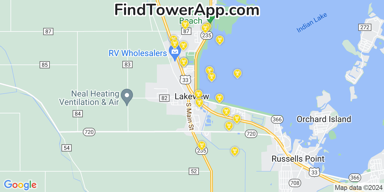 T-Mobile 4G/5G cell tower coverage map Lakeview, Ohio