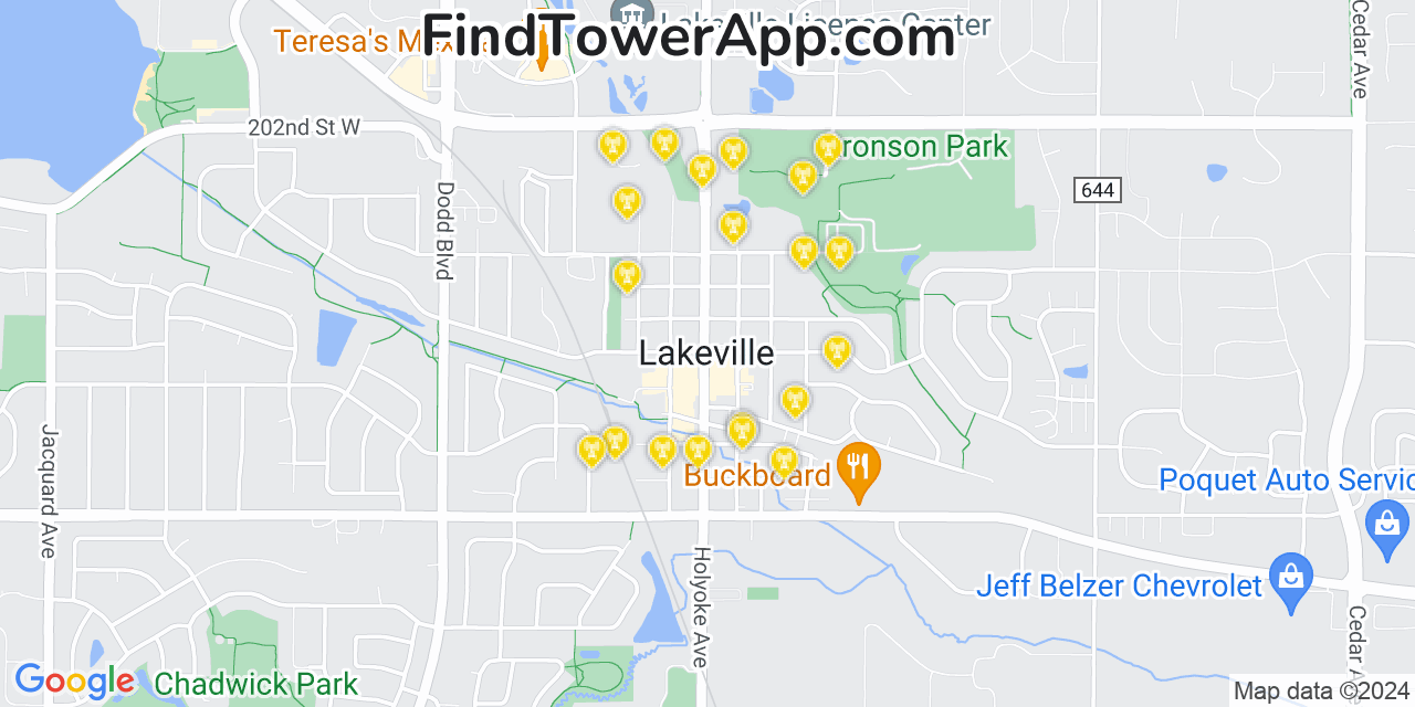 AT&T 4G/5G cell tower coverage map Lakeville, Minnesota