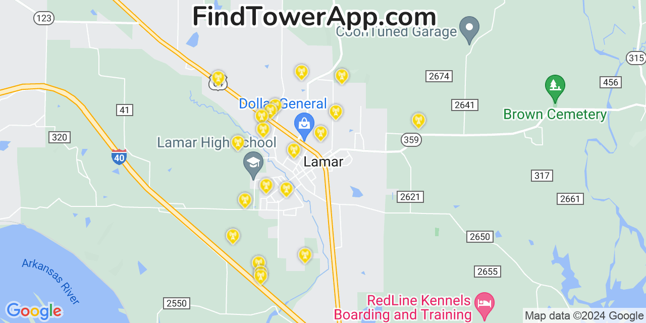 T-Mobile 4G/5G cell tower coverage map Lamar, Arkansas