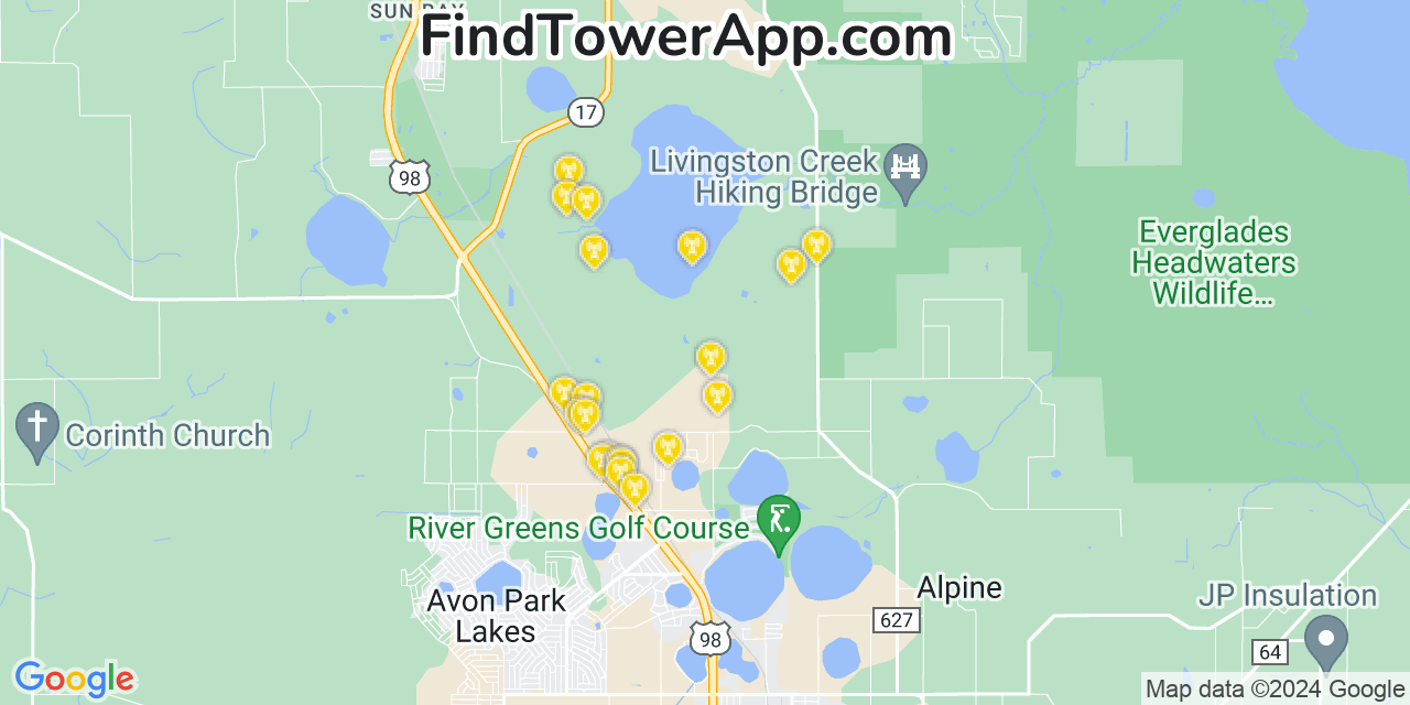 Land-O (Florida) 4G/5G cell tower coverage map