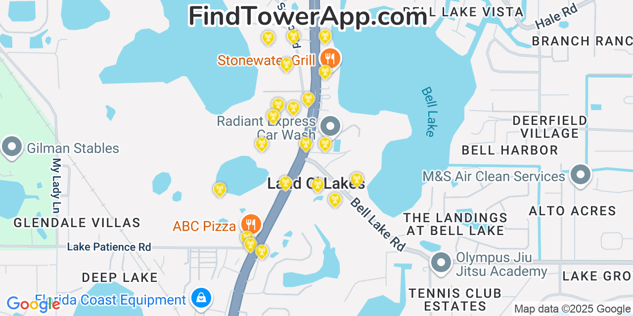 Verizon 4G/5G cell tower coverage map Land O Lakes, Florida