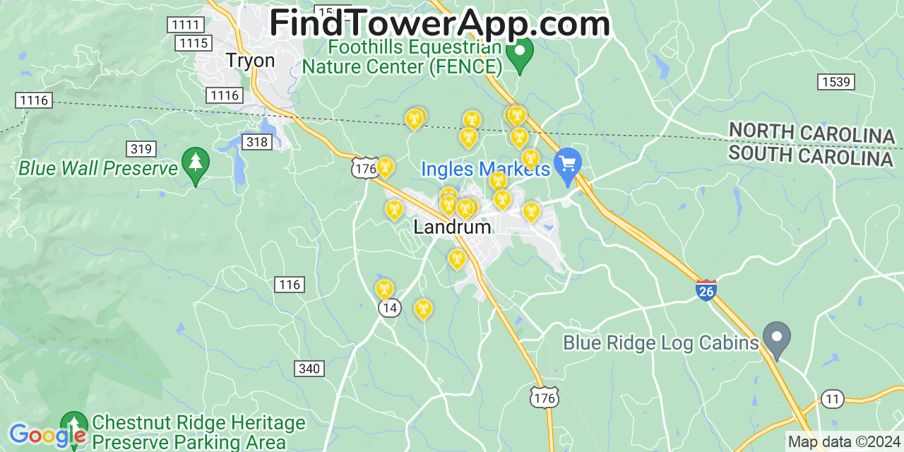 T-Mobile 4G/5G cell tower coverage map Landrum, South Carolina