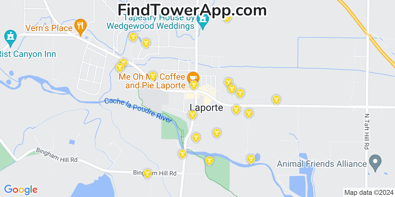AT&T 4G/5G cell tower coverage map Laporte, Colorado