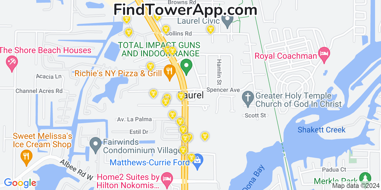 T-Mobile 4G/5G cell tower coverage map Laurel, Florida