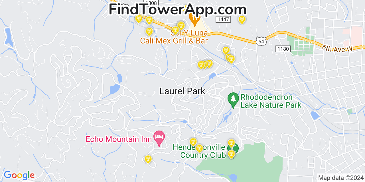 Verizon 4G/5G cell tower coverage map Laurel Park, North Carolina