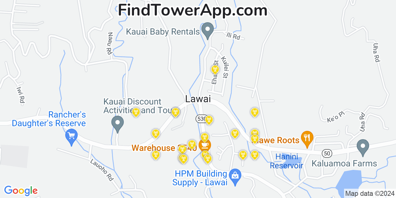 Verizon 4G/5G cell tower coverage map Lawai, Hawaii