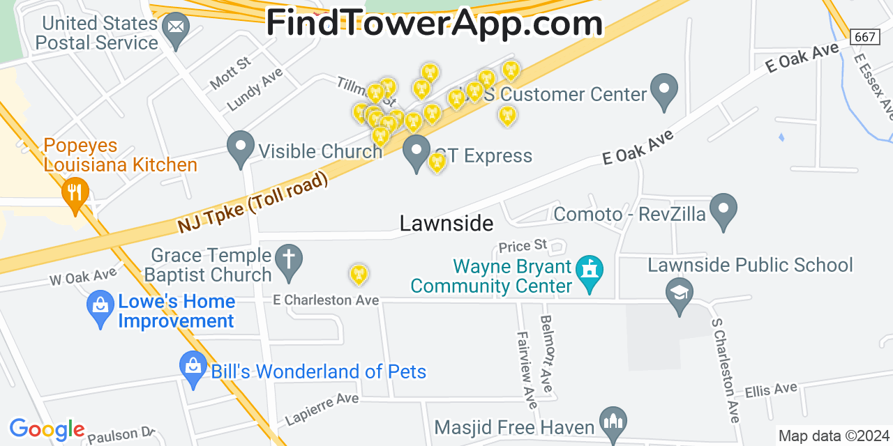 T-Mobile 4G/5G cell tower coverage map Lawnside, New Jersey