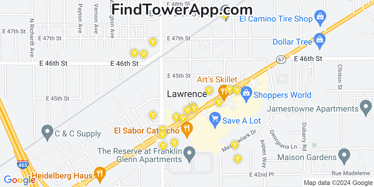 T-Mobile 4G/5G cell tower coverage map Lawrence, Indiana