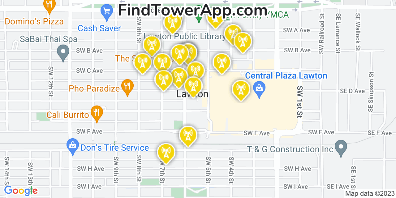 Verizon 4G/5G cell tower coverage map Lawton, Oklahoma