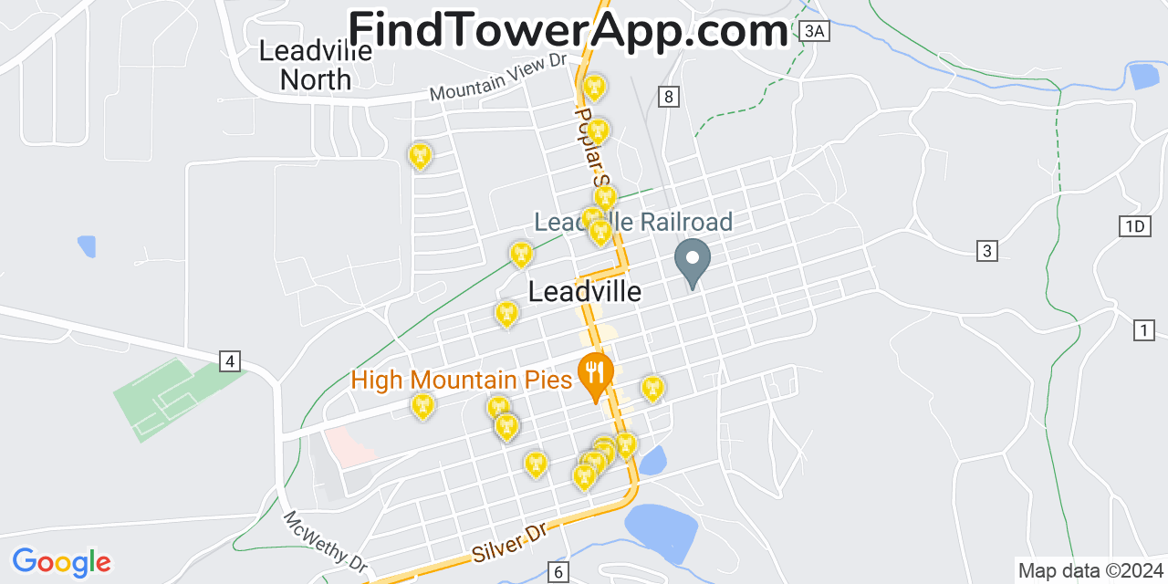 Verizon 4G/5G cell tower coverage map Leadville, Colorado