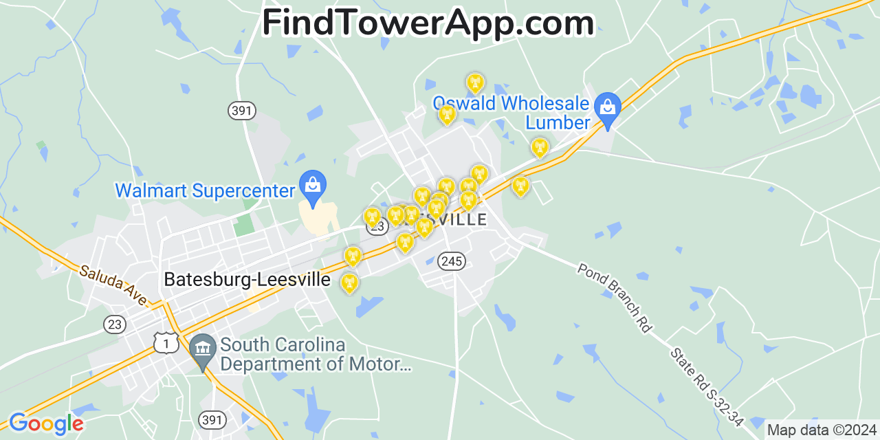 T-Mobile 4G/5G cell tower coverage map Leesville, South Carolina