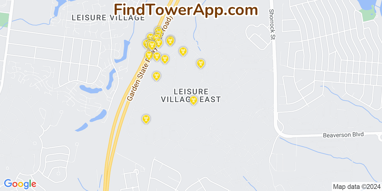 Verizon 4G/5G cell tower coverage map Leisure Village East, New Jersey