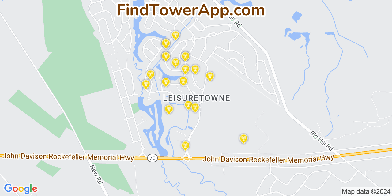 AT&T 4G/5G cell tower coverage map Leisuretowne, New Jersey