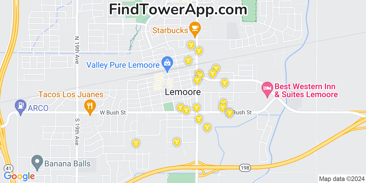 T-Mobile 4G/5G cell tower coverage map Lemoore, California