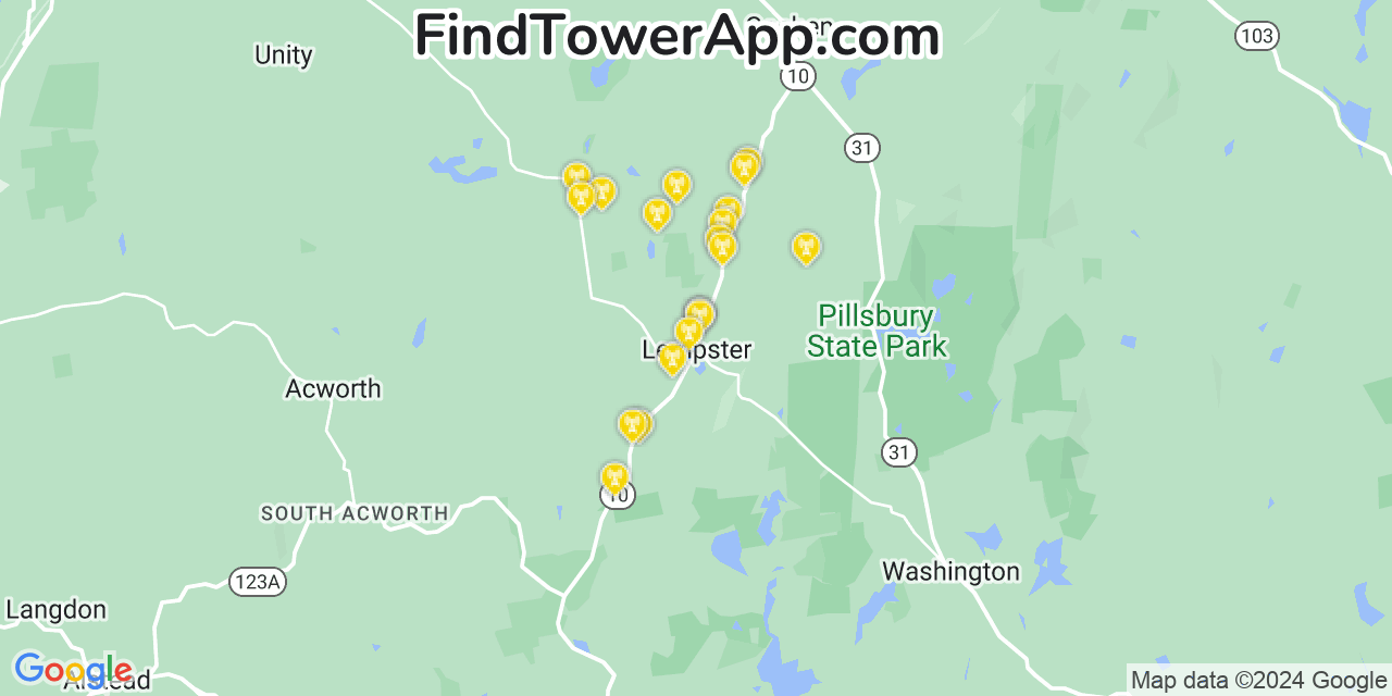 AT&T 4G/5G cell tower coverage map Lempster, New Hampshire