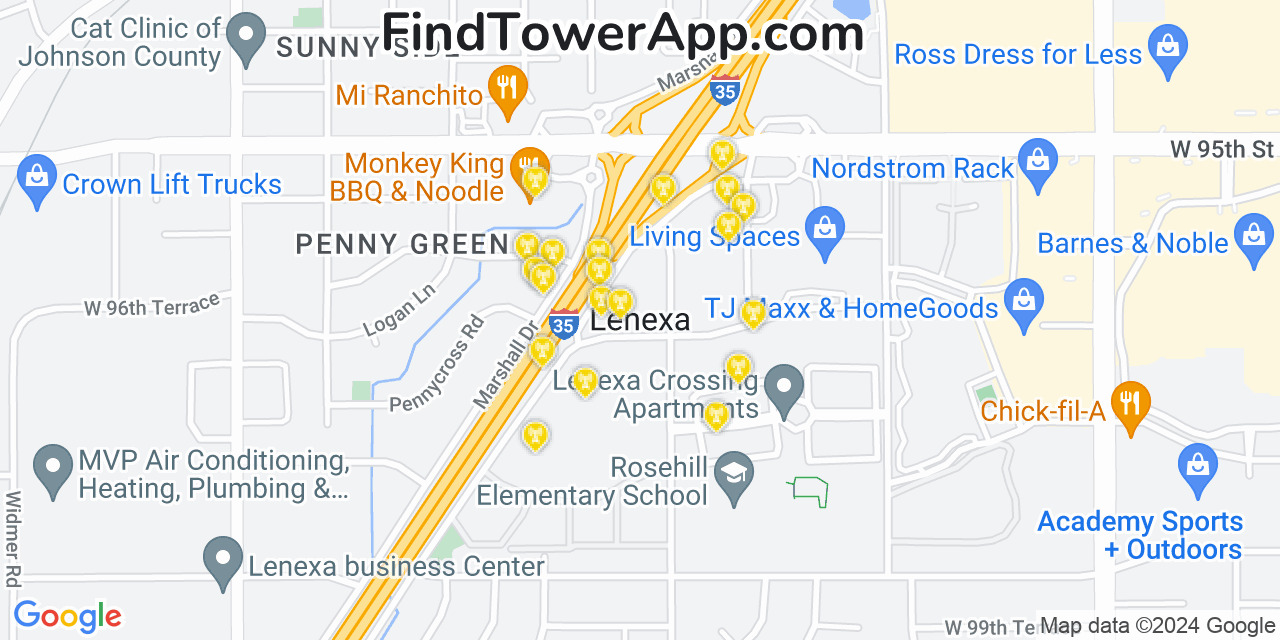 T-Mobile 4G/5G cell tower coverage map Lenexa, Kansas