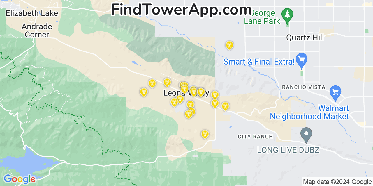 T-Mobile 4G/5G cell tower coverage map Leona Valley, California