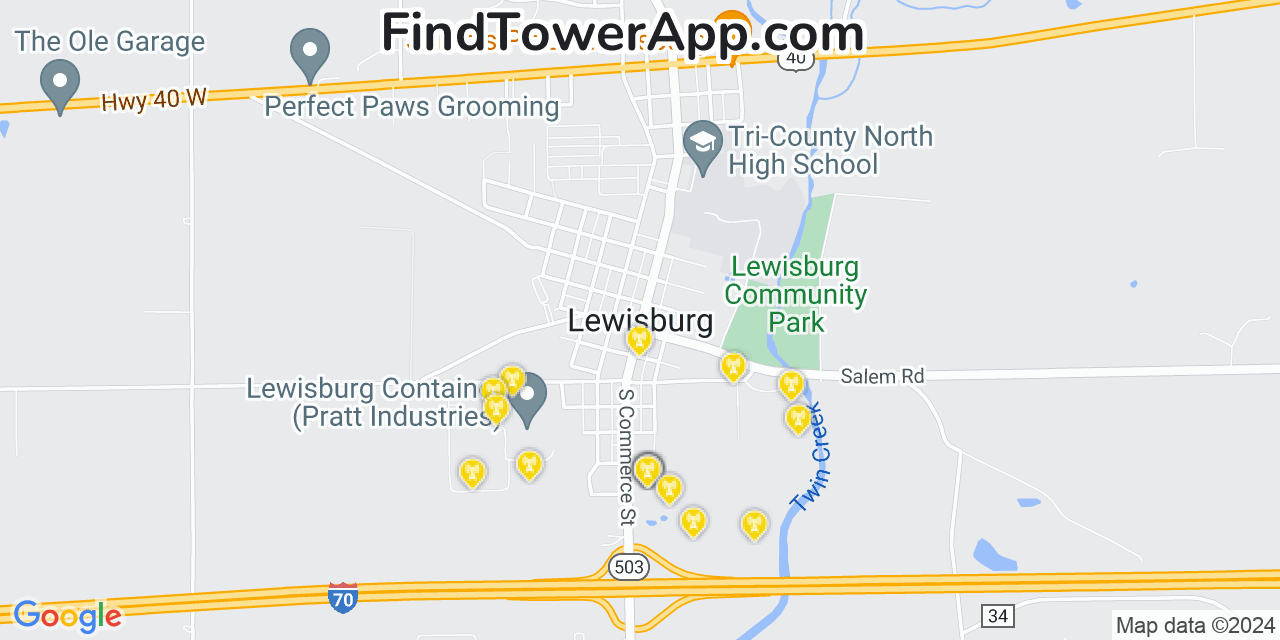 T-Mobile 4G/5G cell tower coverage map Lewisburg, Ohio