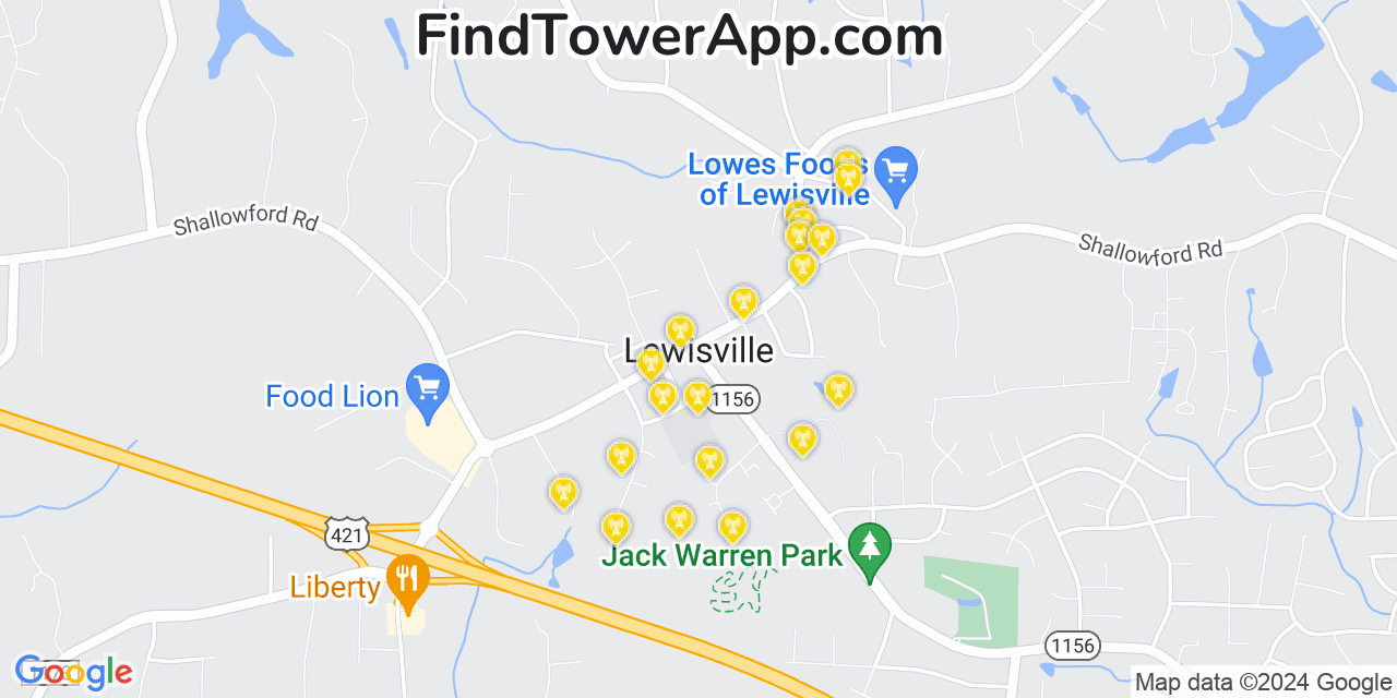 T-Mobile 4G/5G cell tower coverage map Lewisville, North Carolina