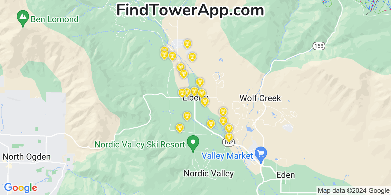 T-Mobile 4G/5G cell tower coverage map Liberty, Utah