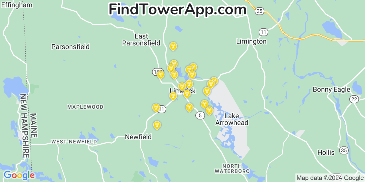 T-Mobile 4G/5G cell tower coverage map Limerick, Maine