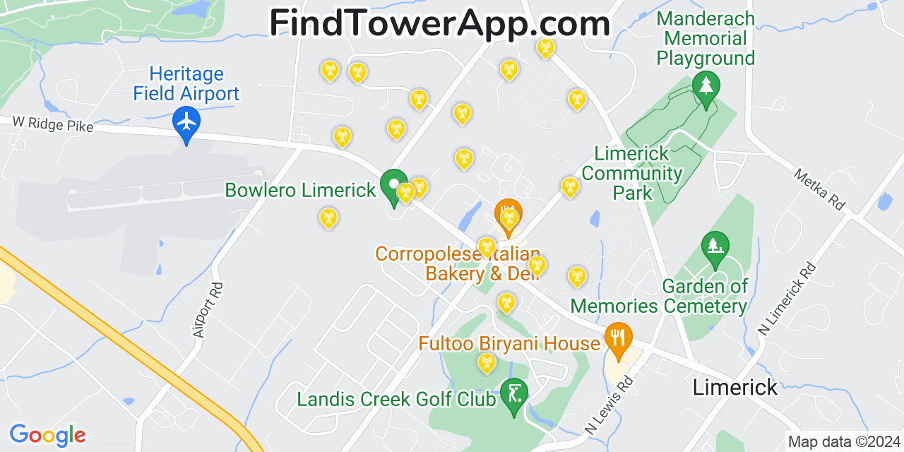 T-Mobile 4G/5G cell tower coverage map Limerick, Pennsylvania