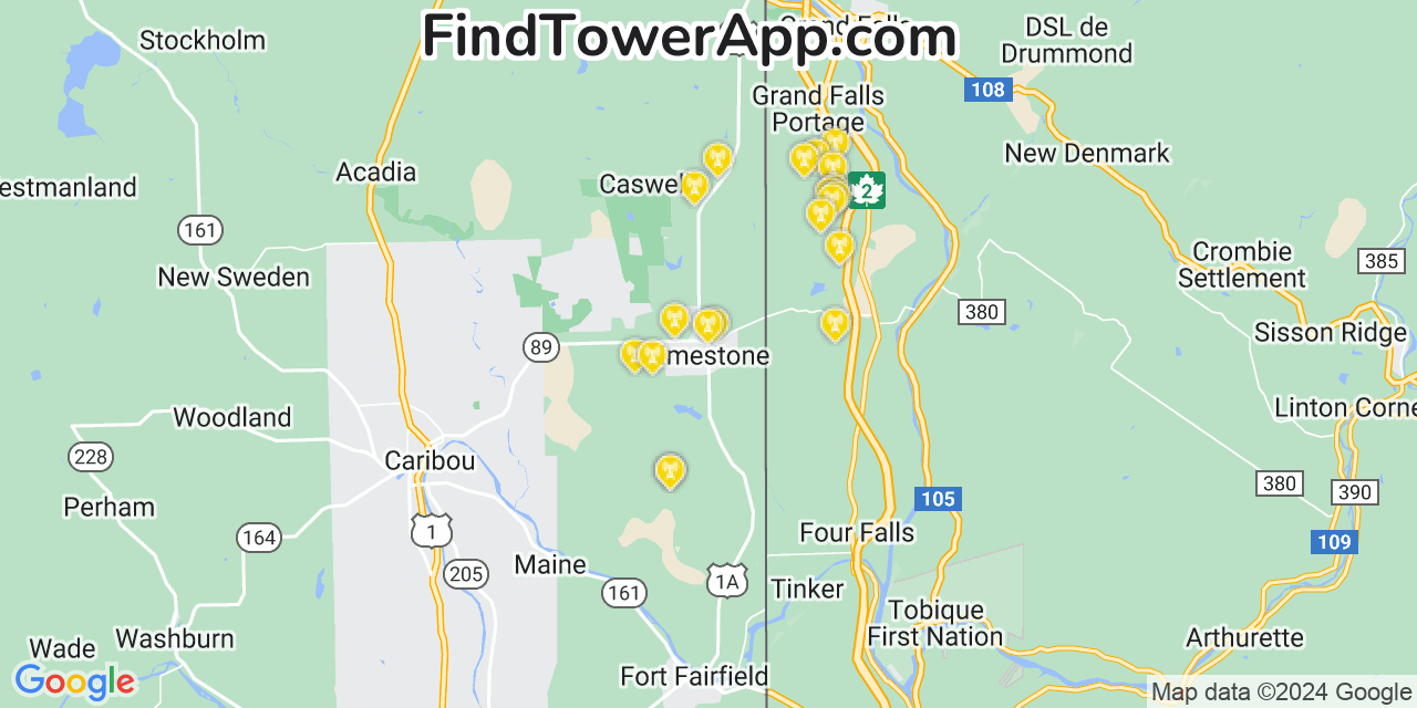 T-Mobile 4G/5G cell tower coverage map Limestone, Maine