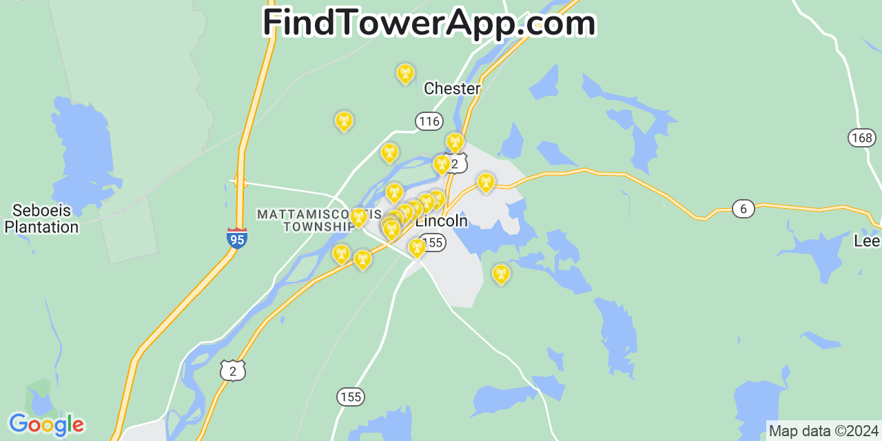 T-Mobile 4G/5G cell tower coverage map Lincoln, Maine