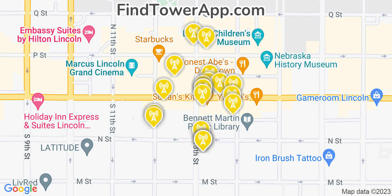 Verizon 4G/5G cell tower coverage map Lincoln, Nebraska