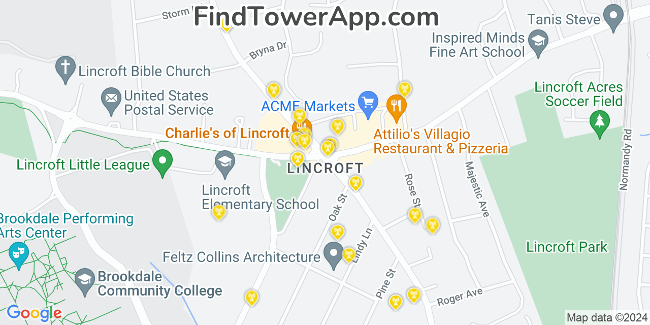 Verizon 4G/5G cell tower coverage map Lincroft, New Jersey