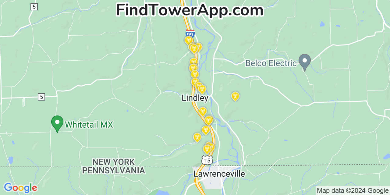 AT&T 4G/5G cell tower coverage map Lindley, New York