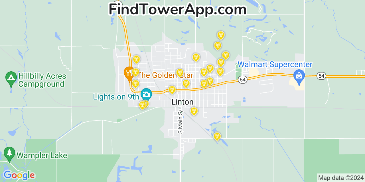 AT&T 4G/5G cell tower coverage map Linton, Indiana