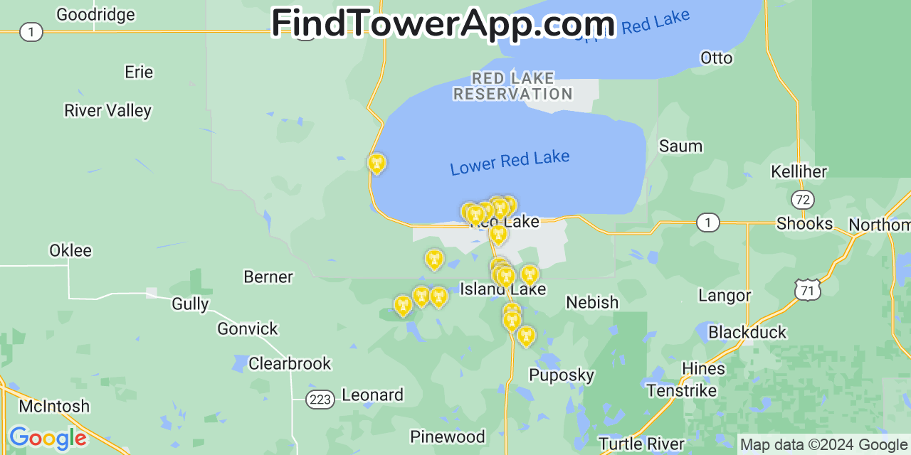 AT&T 4G/5G cell tower coverage map Little Rock, Minnesota