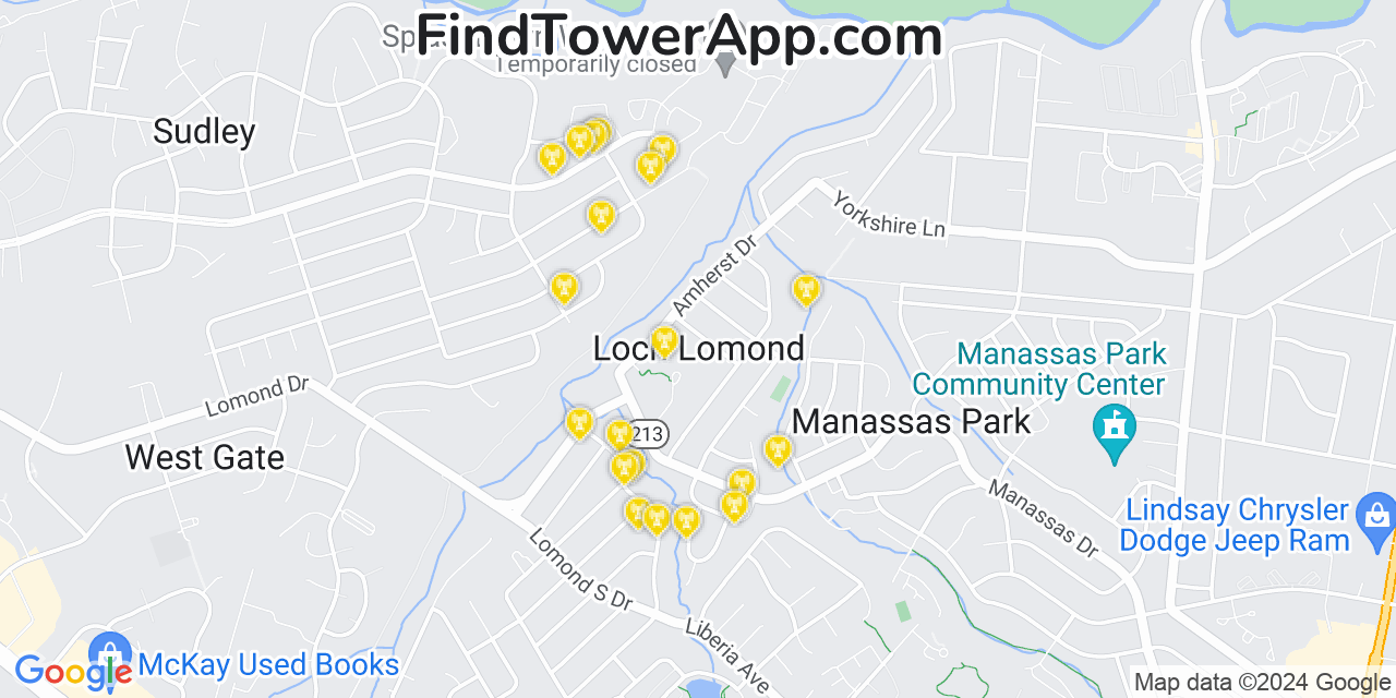 AT&T 4G/5G cell tower coverage map Loch Lomond, Virginia