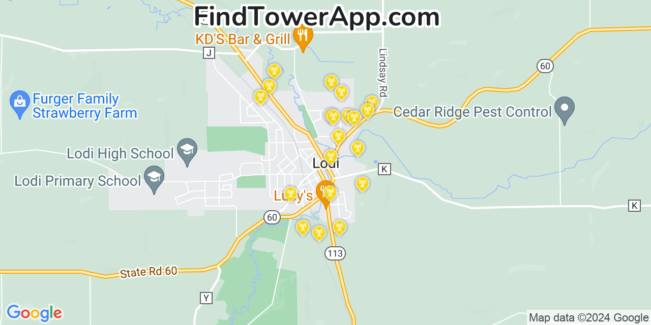 AT&T 4G/5G cell tower coverage map Lodi, Wisconsin